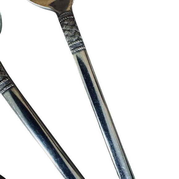 Vtg F B ROGERS Mid Century Stonehenge Stainless Flatware Place Oval Soup Spoons - Picture 9 of 13